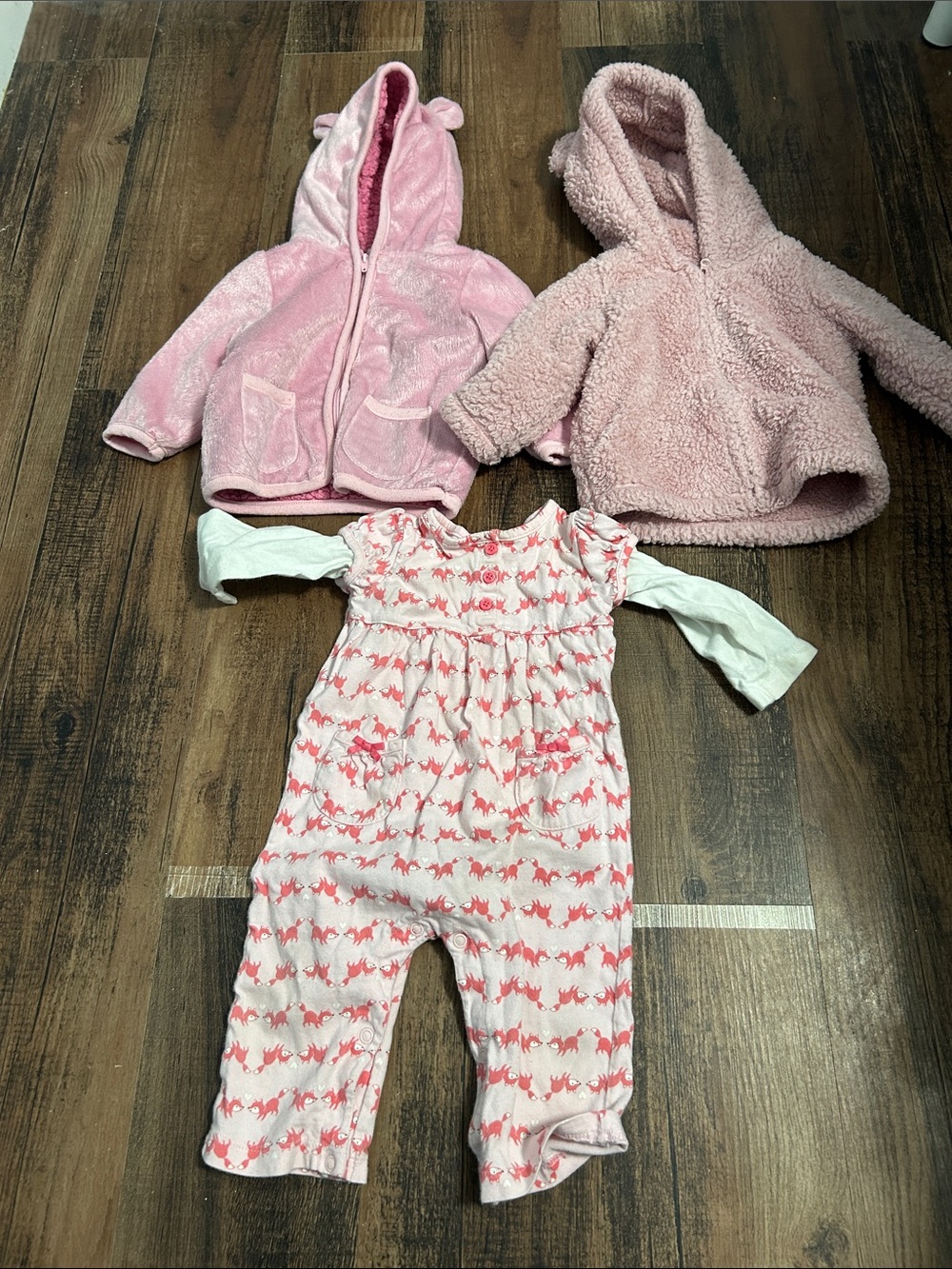 2 pink 6-9 months jackets and jump suit